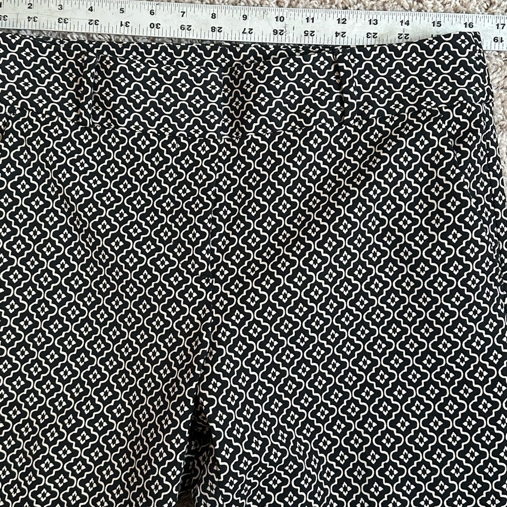 Loft Marissa Skinny Black/Tan Woven Geometric Pattern Classic Career Pants Sz 8 - Picture 9 of 10